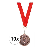 Medailles of sportprijs   10x   eerste prijs   brons   aan rood lint   sportdag