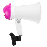 Megafoon   mini model   kunststof   16 x 10 cm   wit/roze   aandacht / supporters