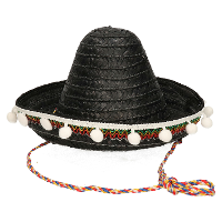 Mexicaanse Sombrero hoed voor kinderen   Zwart   25 cm   Verkleed hoeden en accessoires