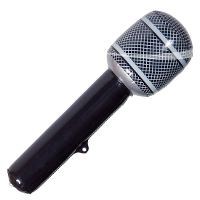 Microfoon opblaasbaar   zwart   30 cm   decoratie/verkleed accessoires   disco/popsterren thema