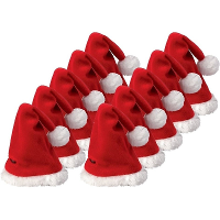 Mini kerstmuts   10x   rood   12 x 20 cm   polyester   voor knuffels/poppen