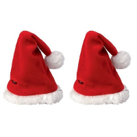 Mini kerstmuts   2x   rood   12 x 20 cm   polyester   voor knuffels/poppen