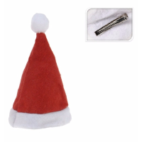 Mini kerstmutsje op clip   7 x 13 cm   polyester