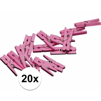 Mini knijpers   roze   20x stuks   Geboorte meisjes knijpertjes   kaartjes ophangen