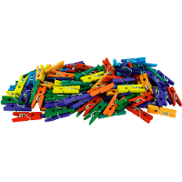 Mini knijpertjes   100x st   gekleurd  2,5 cm   hout   miniknijpers   hobby