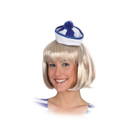 Mini matrozen/zeeman hoedje   blauw/wit   op haarband   Carnaval verkleed accessoires