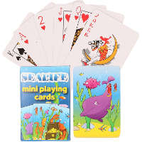 Mini Speelkaarten   zee dieren thema   6 x 4 cm   karton   incl doosje