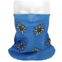 Multifunctionele morf sjaal blauw met edelweiss bloemen