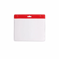 Multipack van 10x stuks Badgehouders   rood   11,5 x 9,5 cm   voor aan een lanyard of keycord