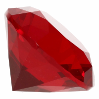 Namaak/nep diamant edelsteen   van glas   rood   4 x 4 cm