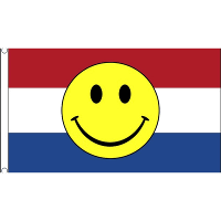 Nederlandse vlag   met Smiley Emoticon   Fun face   90 x 150 cm   polyester