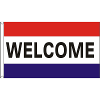 Nederlandse vlag met tekst welkom   90 x 150 cm   polyester stof   met ophang ringen