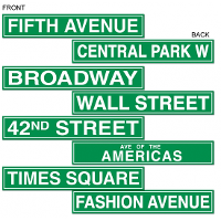 New York straatbord decoraties   wegwijzers   straatnamen   thema versiering landen   10 x 61 cm