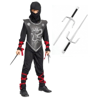 Ninja krijger verkleed kostuum   kinderen   maat 110 122   incl dolken