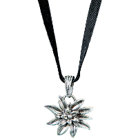 Oktoberfeest Edelweiss ketting   tirolerfeest   zilver/zwart   dames   Carnaval