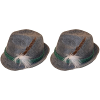Oktoberfest   2x Grijze Tiroler hoedjes verkleedaccessoires voor volwassenen