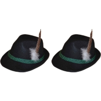 Oktoberfest   2x Zwarte Tiroler hoedjes verkleedaccessoires voor volwassenen