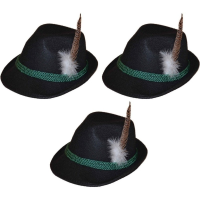 Oktoberfest   3x Zwarte Tiroler hoedjes verkleedaccessoires voor volwassenen
