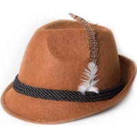 Oktoberfest   Bruin Tiroler hoedje verkleedaccessoire voor volwassenen