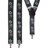 Oktoberfest Edelweiss bretels met bloemen   groen   Bretels ophouders voor lederhose