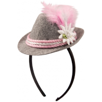 Oktoberfest   Tiara met tiroler verkleed hoedje roze voor kinderen