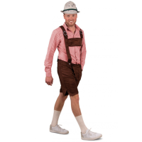 Oktoberfest   Tiroler blouse rood/wit geblokt voor heren