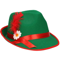 Oktoberfest Tiroler verkleed hoedje voor volwassenen   groen/rood   jagershoedje