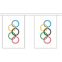 Olympische Spelen vlaggenlijn   3 meter   10 vlaggetjes   polyester   binnen / buiten