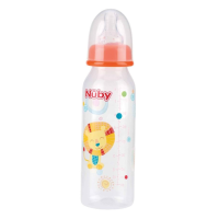 Oranje Nuby baby drinkfles met leeuw 240 ml