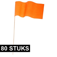 Oranje papieren zwaaivlaggetjes/handvlaggetjes   80x   12 x 23 cm   Holland/Koningsdag