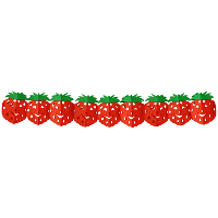 Papieren fruit thema feestslinger met aardbeien   papier   300 cm   brandvertragend   gezondheid