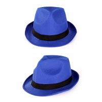 Party feest gleufhoedje   blauw   verkleed trilby hoed   kleuren/maffia/gangster thema feest