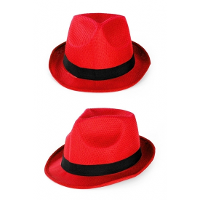 Party feest gleufhoedje   rood   verkleed trilby hoed   kleuren/maffia/gangster thema feest