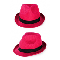 Party feest gleufhoedje   roze   verkleed trilby hoed   kleuren/maffia/gangster thema feest