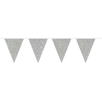 Party Vlaggenlijn   binnen   papier   zilver   6 m   25 vlaggetjes
