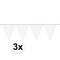 Party Vlaggenlijn puntvlaggetjes   3x   kunststof   wit   10 meter   Slinger   versiering
