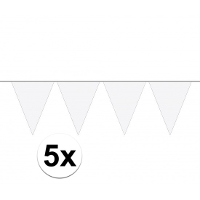 Party Vlaggenlijn puntvlaggetjes   5x   kunststof   wit   10 meter   Slinger   versiering
