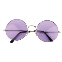 Party zonnebril   1x   Hippie Flower Power Sixties   grote XL ronde glazen   paars
