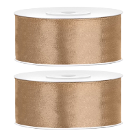 Partydeco Cadeaulint   2x   goud   2,5 cm x 25 meter   satijn   sierlint   inpakken   decoratie