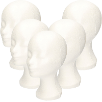 Paspop display etalage hoofd/mannequin   10x   30 cm   piepschuim   wit   voor hoeden/pruiken/access