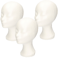 Paspop display etalage hoofd/mannequin   5x   30 cm   piepschuim   wit   voor hoeden/pruiken/accesso