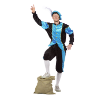 Pietenpak roetveeg Piet   blauw/zwart   pieten verkleed kostuum 3 delig   unisex