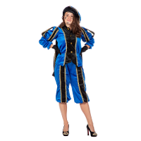 Pietenpak roetveeg Piet Luxe   blauw   pieten verkleed kostuum 3 delig   volwassenen