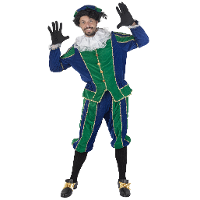 Pietenpak roetveeg Piet Luxe   groen/blauw   pieten verkleed kostuum 4 delig   unisex