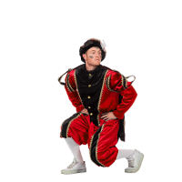 Pietenpak roetveeg Piet Luxe   rood   pieten verkleed kostuum 3 delig   volwassenen