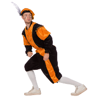 Pietenpak roetveeg Piet   oranje/zwart   pieten verkleed kostuum 3 delig   unisex