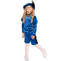Pietenpak roetveeg Piet Pedro   blauw   pieten verkleed kostuum 4 delig   kinderen