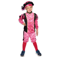 Pietenpak roetveeg Piet Pedro   roze   pieten verkleed kostuum 4 delig   kinderen
