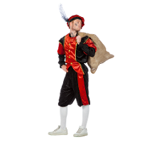 Pietenpak roetveeg Piet   rood/zwart   pieten verkleed kostuum 3 delig   unisex