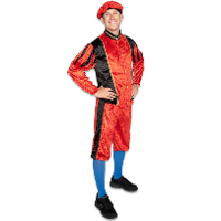 Merkloos Pietenpak roetveeg Piet   rood/zwart   pieten verkleed kostuum 3 delig   unisex